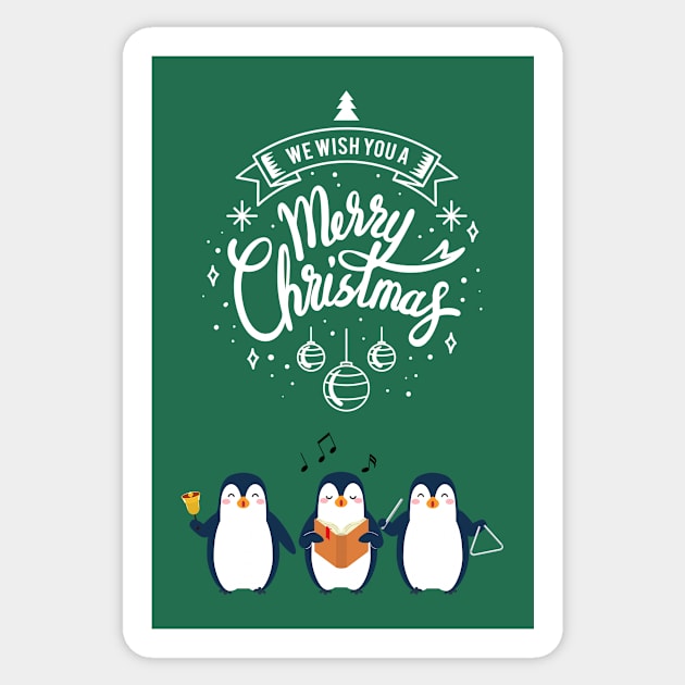 Christmas Penguins Caroling - Light Text Sticker by Whiskers and Wings